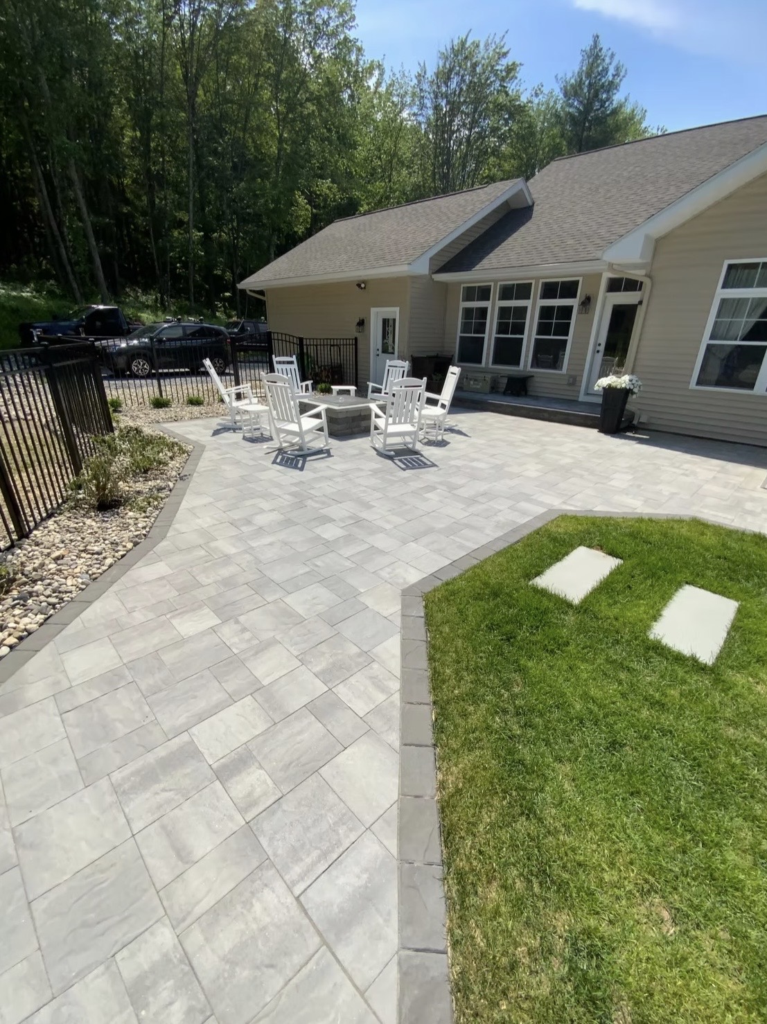Large light gray paver patio